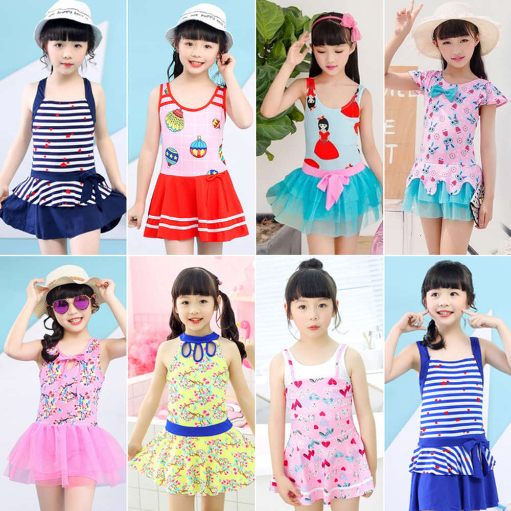 Special girls' swimsuit spring 3-7-Year-old lovely princess skirt children's, Blue