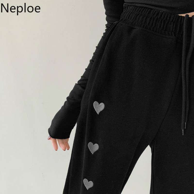 Neploe Joggers Pant for Women Embroidered Harem Woman Pants Drawstring Sweatpants High Waist Casual Femme Clothes Trousers 210422