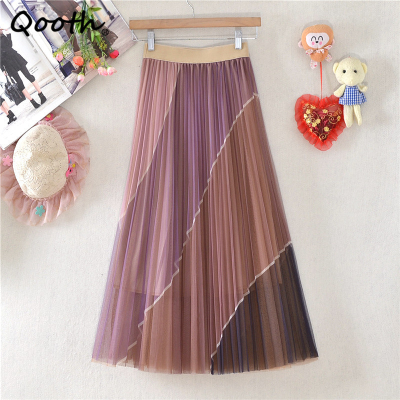 Qooth Pleated Color Match Mesh Skirt Spring Mid-Length High Waist All Match Skirt Elastic Waist Big Swing Lining Skirt QT700 210518, Coffee a
Qooth Pleated Color Match Mesh Skirt Spring Mid-Length High Waist All Match Skirt Elastic Waist Big Swing Lining Skirt QT700 210518, Coffee a
