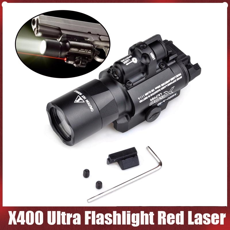 Element Airsoft Surefir X400 Ultra Flashlight Red Laser 20mm Picatinny Weaver Rail Mount 450 lumen X400U Gun Light EX367 210322
Element Airsoft Surefir X400 Ultra Flashlight Red Laser 20mm Picatinny Weaver Rail Mount 450 lumen X400U Gun Light EX367 210322