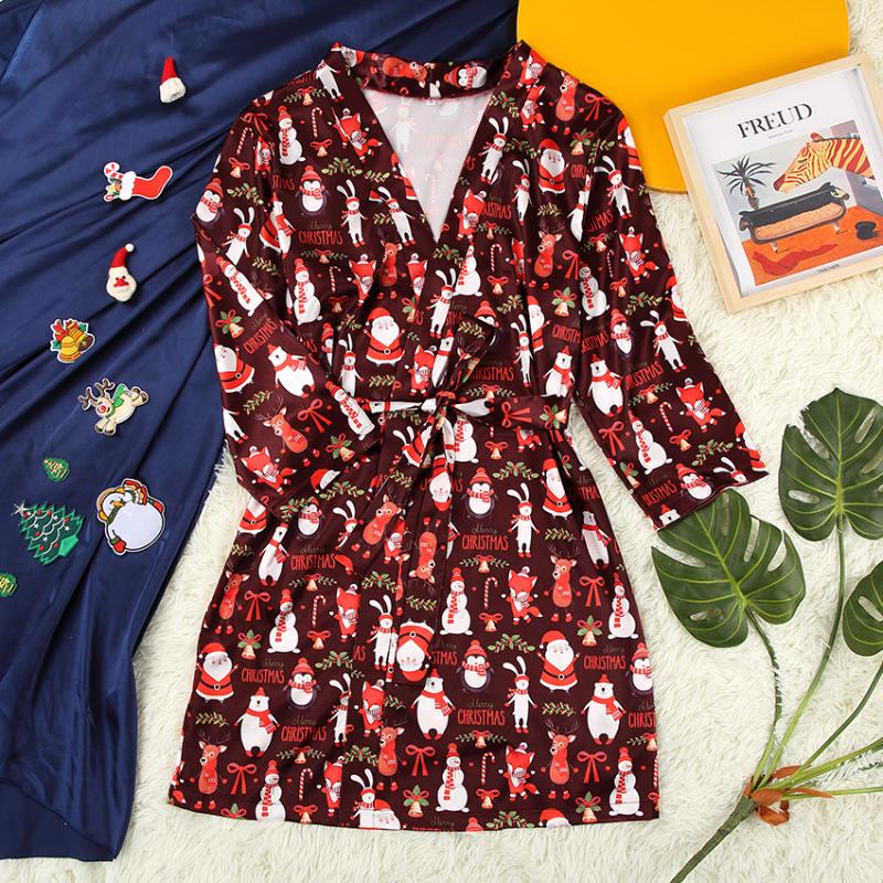 Women's Sleepwear Cartoon Satin Robes Women Three Quarter Sleeve Woman Bathrobe For Home Robe Print Pajamas Christmas Sexy Pajama, Black;red
Women's Sleepwear Cartoon Satin Robes Women Three Quarter Sleeve Woman Bathrobe For Home Robe Print Pajamas Christmas Sexy Pajama, Black;red