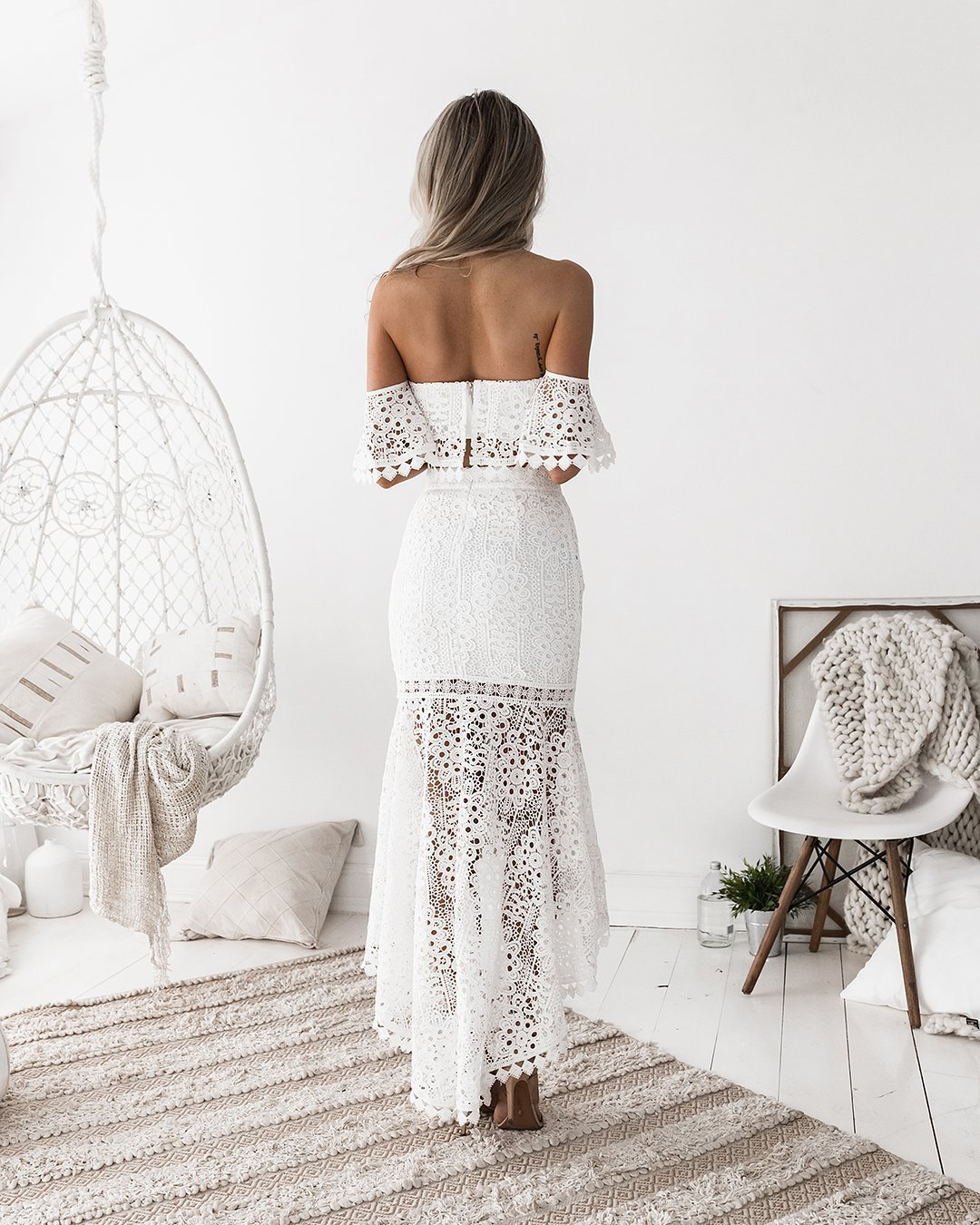 Women's Sets Strapless Short Top With Irregular Pencil Skirt Lace Two Piece Set Suit Women 2 Spring 210513