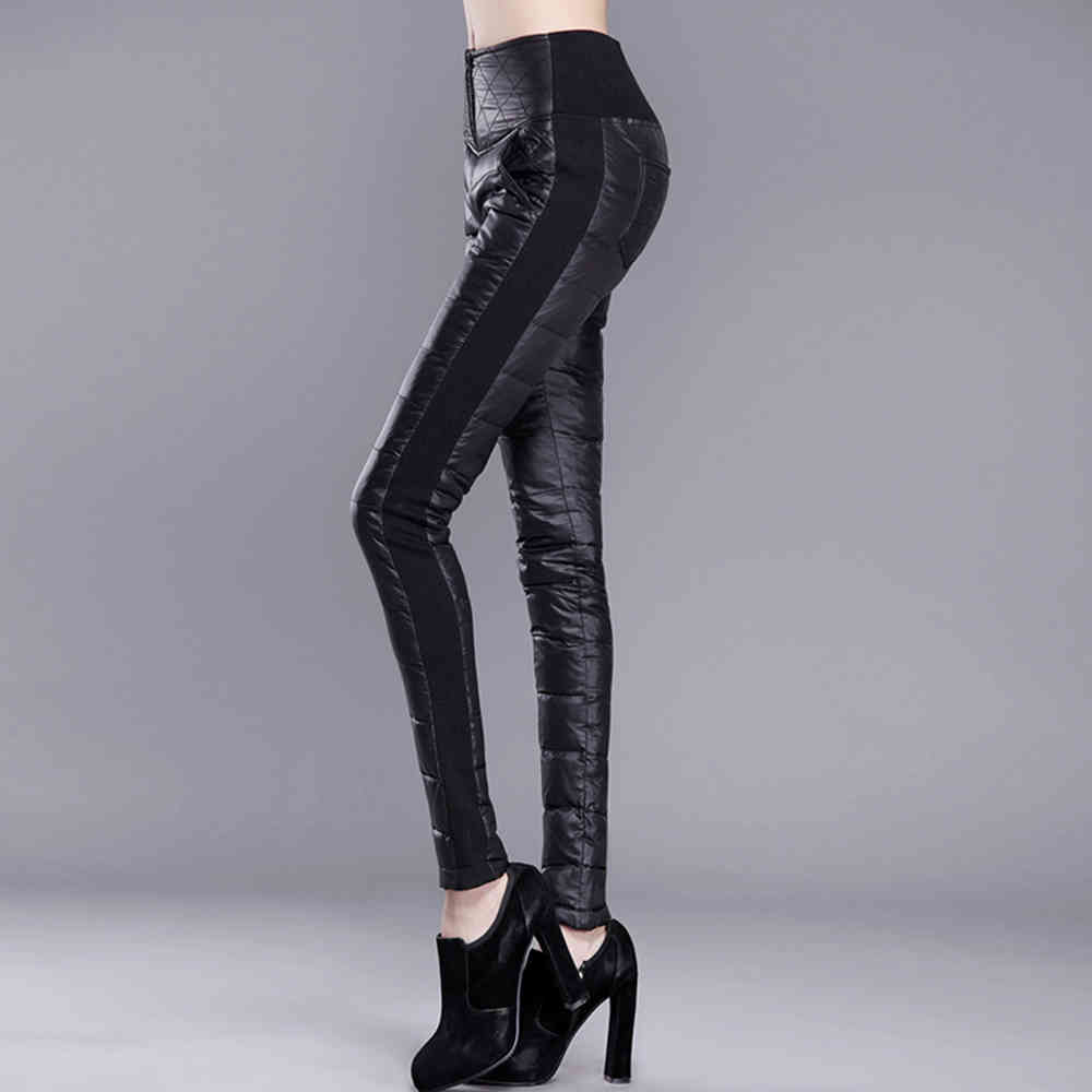 Women's Pants Trousers Winter High Waisted Outer Wear Female Fashion Slim Warm Thick Duck Down Skinny 210428