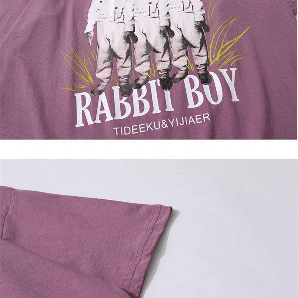 Men's T-shirt Summer Short Sleeve Funny Rabbits Boys Printed Tee Hip Hop Oversized Cotton Casual Harajuku Streetwear Top Tshirts 210601