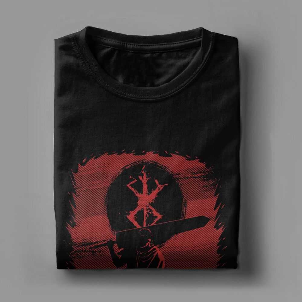 Berserk Tshirt Black Swordsman T Shirt 100% Cotton Men T-Shirts Thanksgiving Day Gift Clothing Tops Plus Size Game Tees 210629
