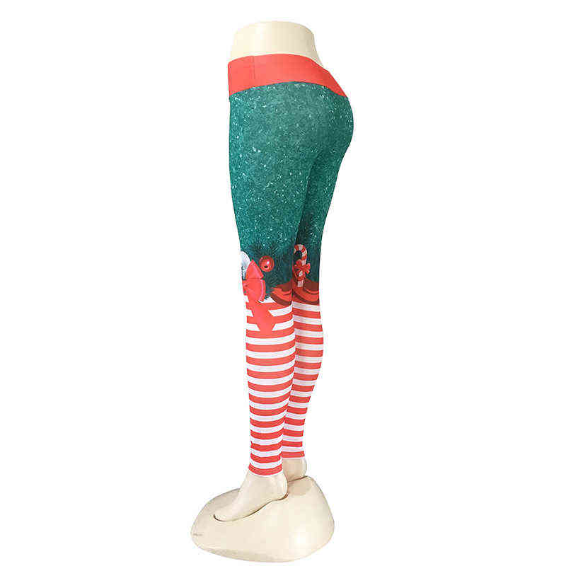 Christmas Trousers For Women Lady Casual Elasticity Skinny Leggins Mujer High Waist Workout Printing Stretchy Pants leggings 211215