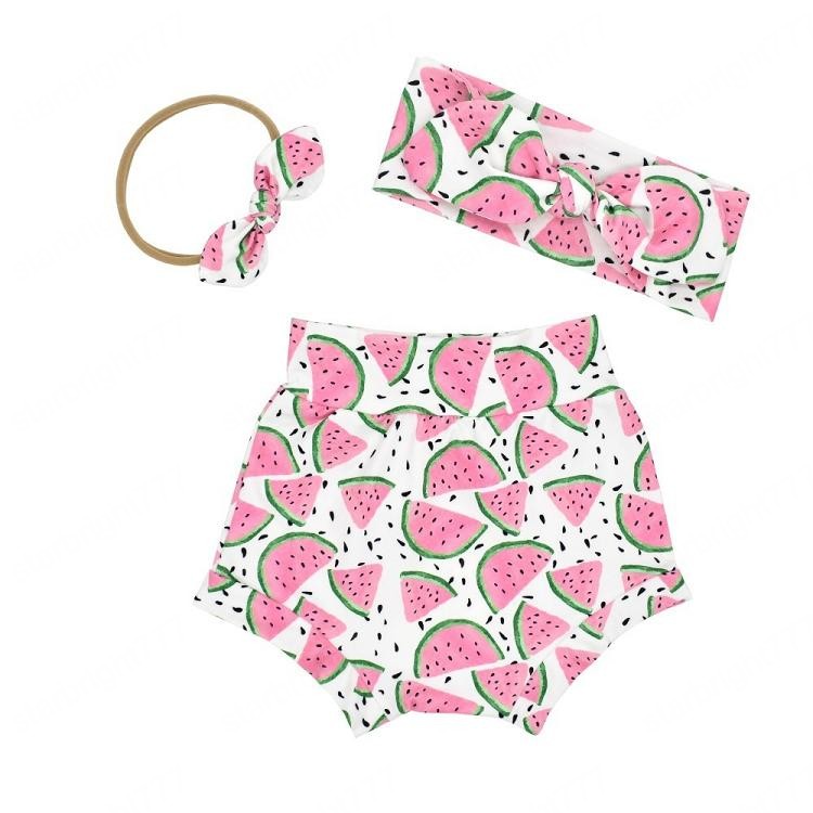 Girl Clothing Short Sets Summer baby Shorts Floral Leopard Sun Cotton Fashion Nylon Knot Headband Newborn Bloomers