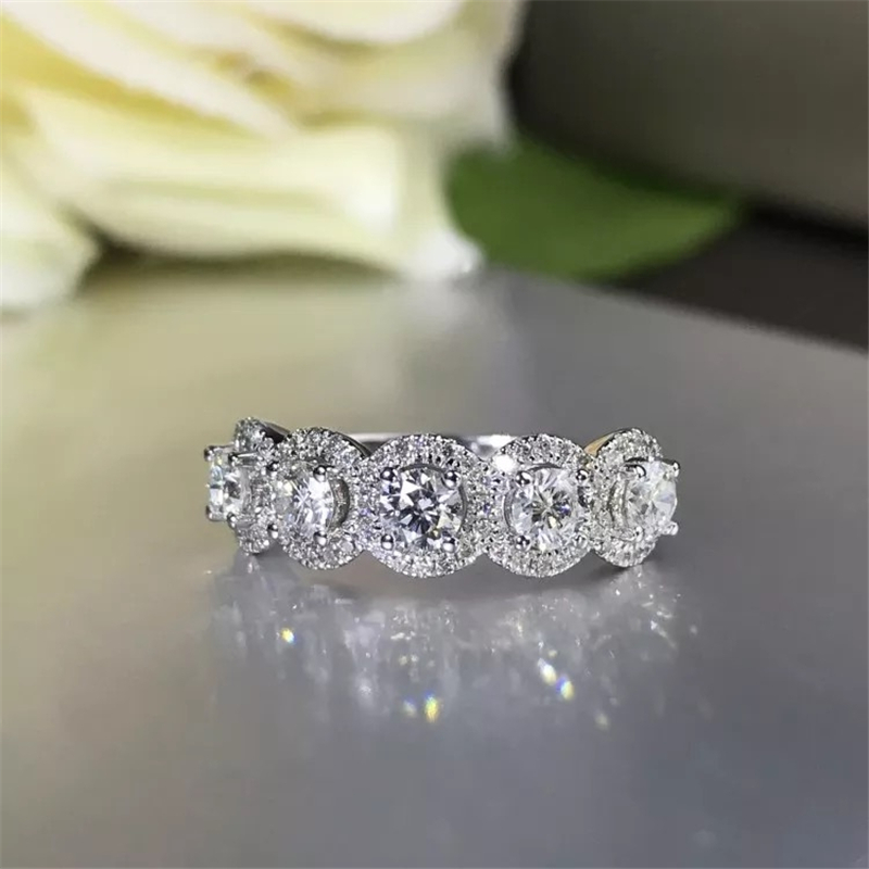 Vecalon Promise Ring 100% sterling sier bijou Pave Cz Statement Engagement Wedding Band rings for women men Jewelry