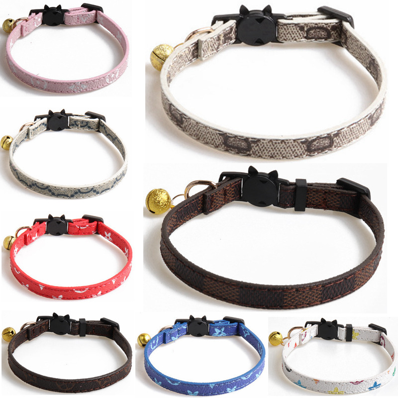 8 Colors Fashion urious Cat Dog Collar Breakaway with Bell Adjustable Safety Kitty Kitten Set Small Designer Dogs Pet Collars Party Vacation Pink