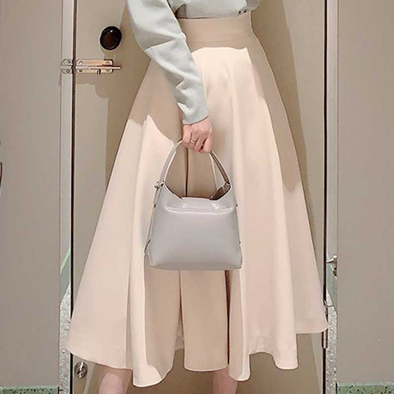 Candy Color Pleated All-match Long Skirt Chic High Waist Slim A-line Women Skirts Summer Elegant Casual Mujer Faldas 210525