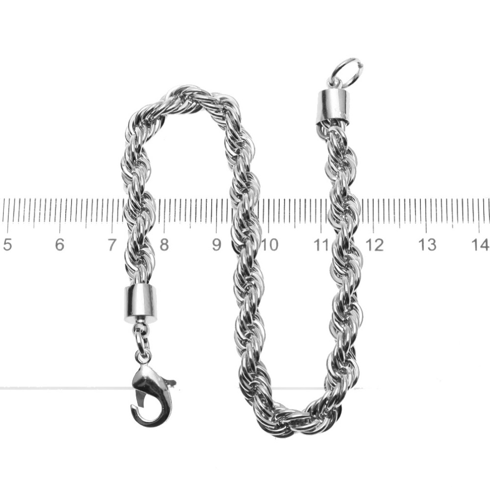 Mens Classic Rope Wrap bracelets 6MM Gold Silver Color ed Rope Chain Bangle For women Hip Hop Jewelry Accessories