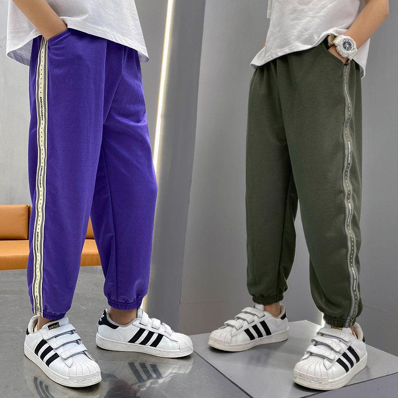 Trousers Teenage Boys Pants 4-14 Years Old Korean Casual Style Loose Clothes Reflective Sweatpants Children Summer Thin Sport, Blue 
Trousers Teenage Boys Pants 4-14 Years Old Korean Casual Style Loose Clothes Reflective Sweatpants Children Summer Thin Sport, Blue