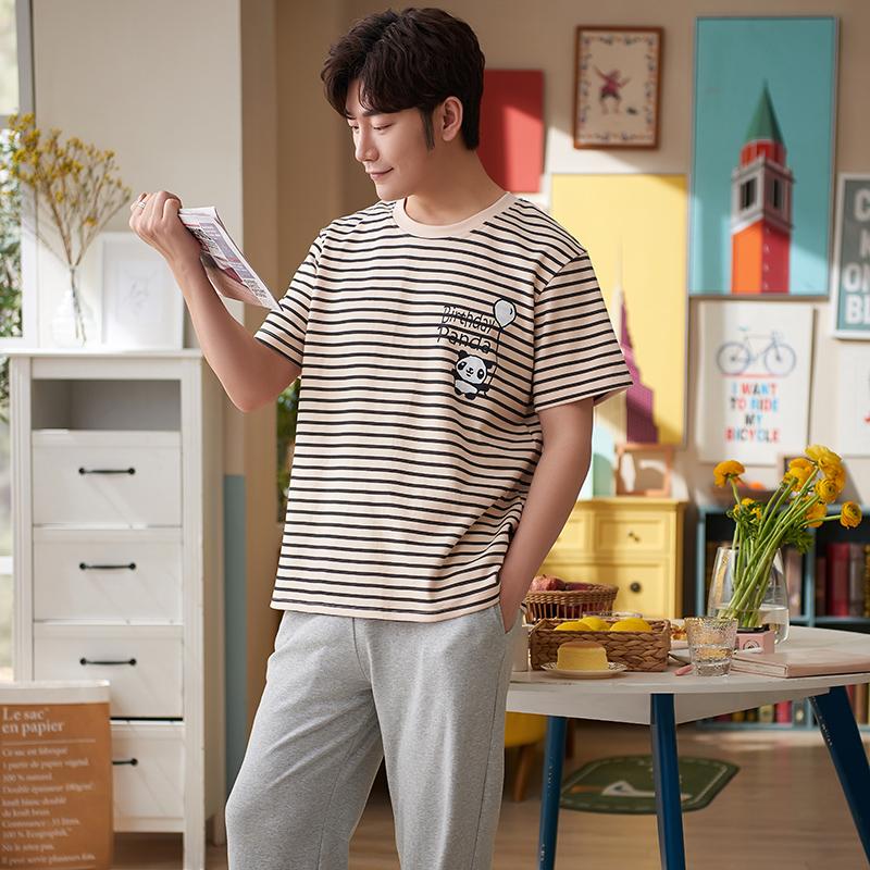 Men's Sleepwear Spring Summer Men Pajamas Set Cute Cartoon Panda Print Loose O-Neck Cotton Male Nightwear Plus Size Stripe Homewear, 22666
Men's Sleepwear Spring Summer Men Pajamas Set Cute Cartoon Panda Print Loose O-Neck Cotton Male Nightwear Plus Size Stripe Homewear, 22666