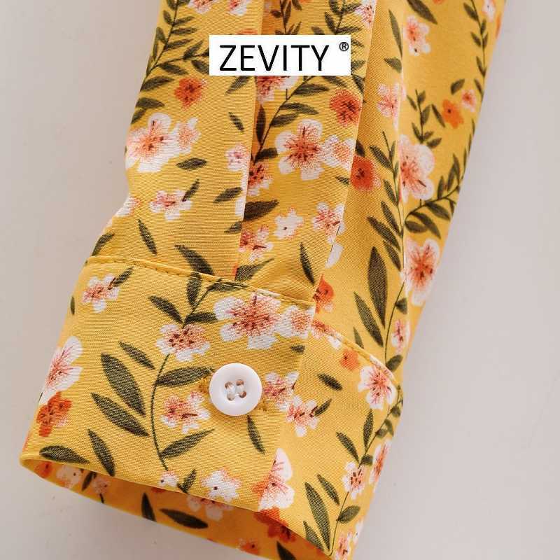 Zevity women vintage floral print casual sashes shirt dress chic office lady long sleeve zipper vestido party dresses DS4166 210603