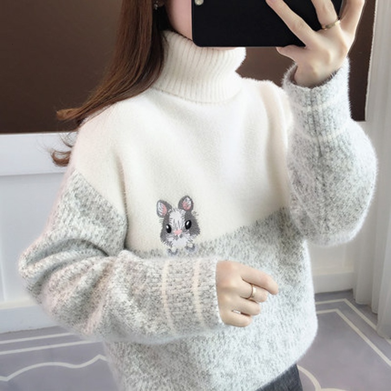 women's sweaters autumn pullover turtleneck women winter velvet knitted loose thick 884t, White;black
women's sweaters autumn pullover turtleneck women winter velvet knitted loose thick 884t, White;black