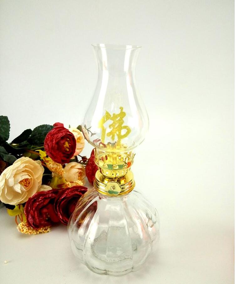 Glass Kerosene lamp Oil lamps Retro Transparent Desktop Home Emergency lamp Outdoor Windproof Glass Camping Tent lamps 2Pcs