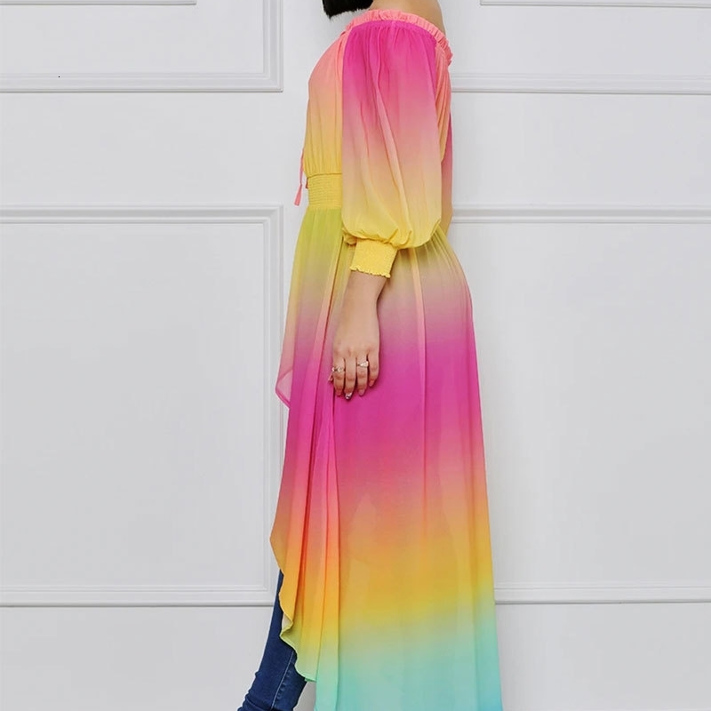 2021 Spring Women Slash Neck Chiffon With Gradient Color Printing High Elastic Waist Lace-up Split Ankle-Length es, Multi
2021 Spring Women Slash Neck Chiffon With Gradient Color Printing High Elastic Waist Lace-up Split Ankle-Length es, Multi