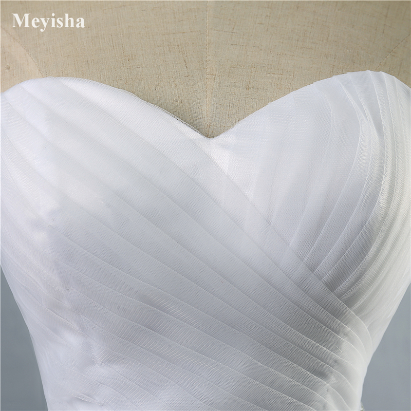 ZJ9023 2021 White/Ivory Pleat Beading Crystal Ball Wedding Dress Bride Gowns Stock US Size 2-26