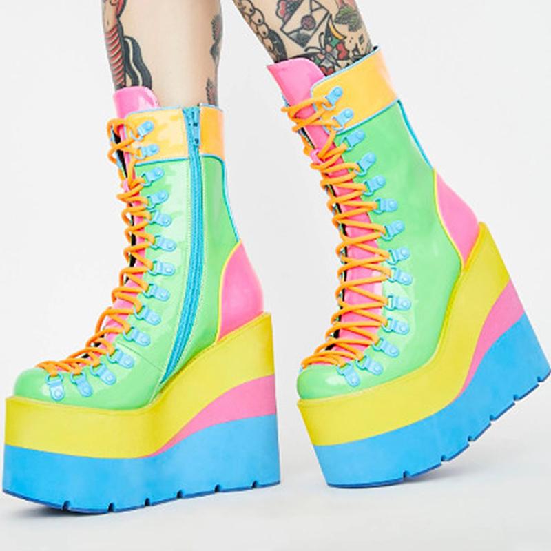 Boots Women Winter Ankle Multicolor High Platform Shoes Ladies Y2K Boot Lace Up Wedges Bootie Heels Hip-Hop Motorcycle Bota, Color
Boots Women Winter Ankle Multicolor High Platform Shoes Ladies Y2K Boot Lace Up Wedges Bootie Heels Hip-Hop Motorcycle Bota, Color