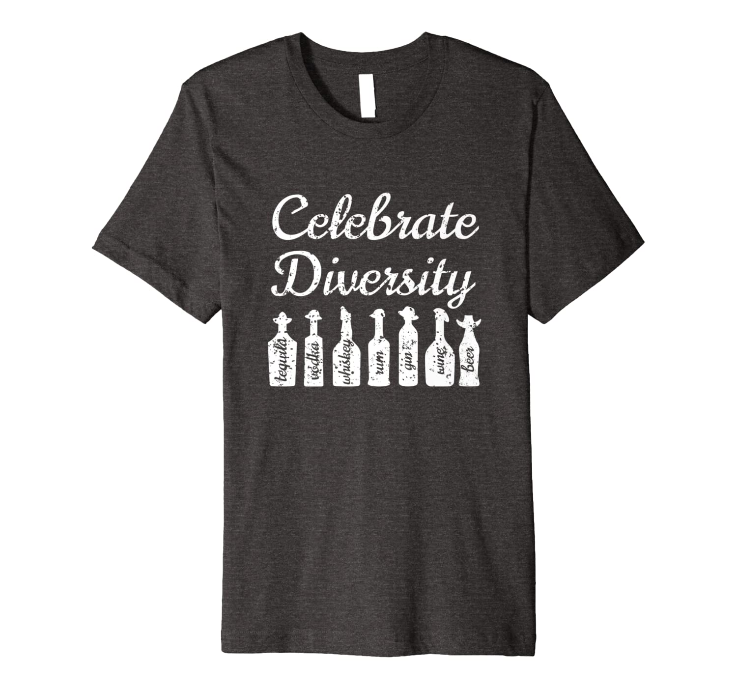 celebrate diversity - funny alcohol bottle types t-shirt, White;black
celebrate diversity - funny alcohol bottle types t-shirt, White;black