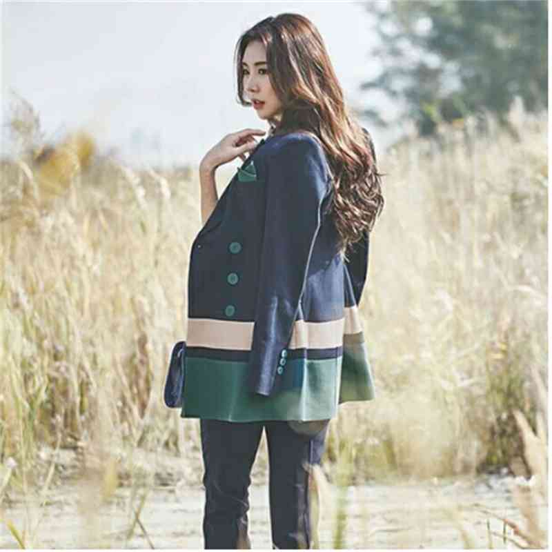 Women Spring Two Piece Set Office Suit Autumn Double Breasted Long Jacket+Long Pant Suits Businness Work Wear 210520