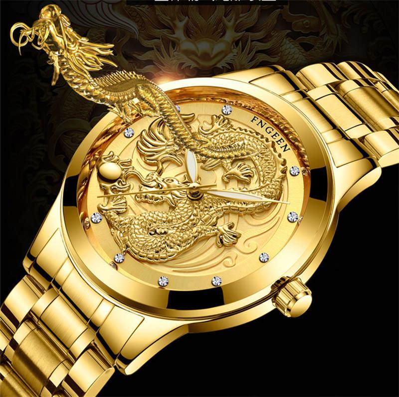 Wristwatches FNGEEN Men's Watch Men Gold Stainless Steel Brand Dragon Waterproof Sculpture Luxury Quartz Wrist Relogio Masculino, Fngeen gold black
Wristwatches FNGEEN Men's Watch Men Gold Stainless Steel Brand Dragon Waterproof Sculpture Luxury Quartz Wrist Relogio Masculino, Fngeen gold black