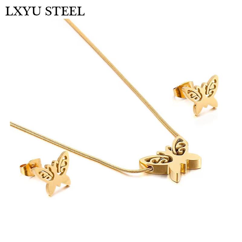 Earrings & Necklace Cute Jewelry Sets Stainless Steel Butterfly Pendant For Women/Girl Bijoux, Silver
Earrings & Necklace Cute Jewelry Sets Stainless Steel Butterfly Pendant For Women/Girl Bijoux, Silver