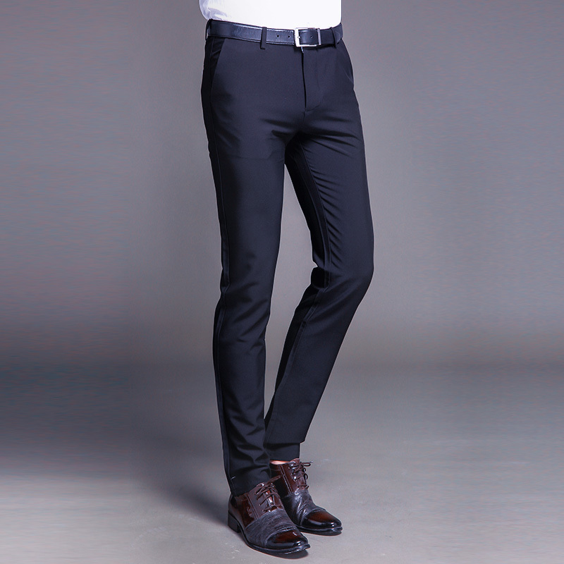 Classic Men's Trousers Male High Quality Social Straight Summer Formal Office Stretch No Iron Business Casual Dress Black Pants 210518