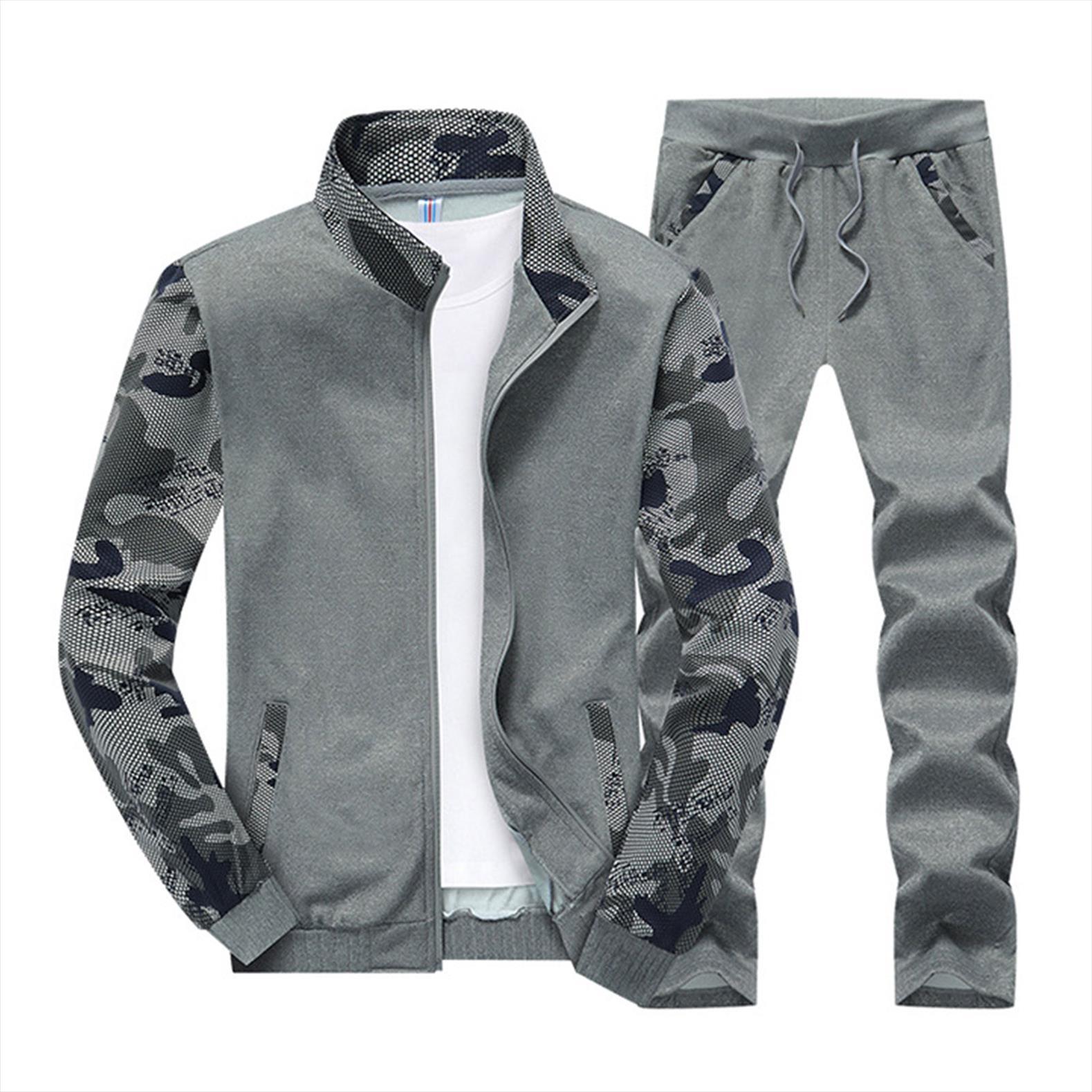 man clothes set casual men tracksuit camouflage long sleeve patchwork sweatshirt coat with running jogging pant, Gray
man clothes set casual men tracksuit camouflage long sleeve patchwork sweatshirt coat with running jogging pant, Gray