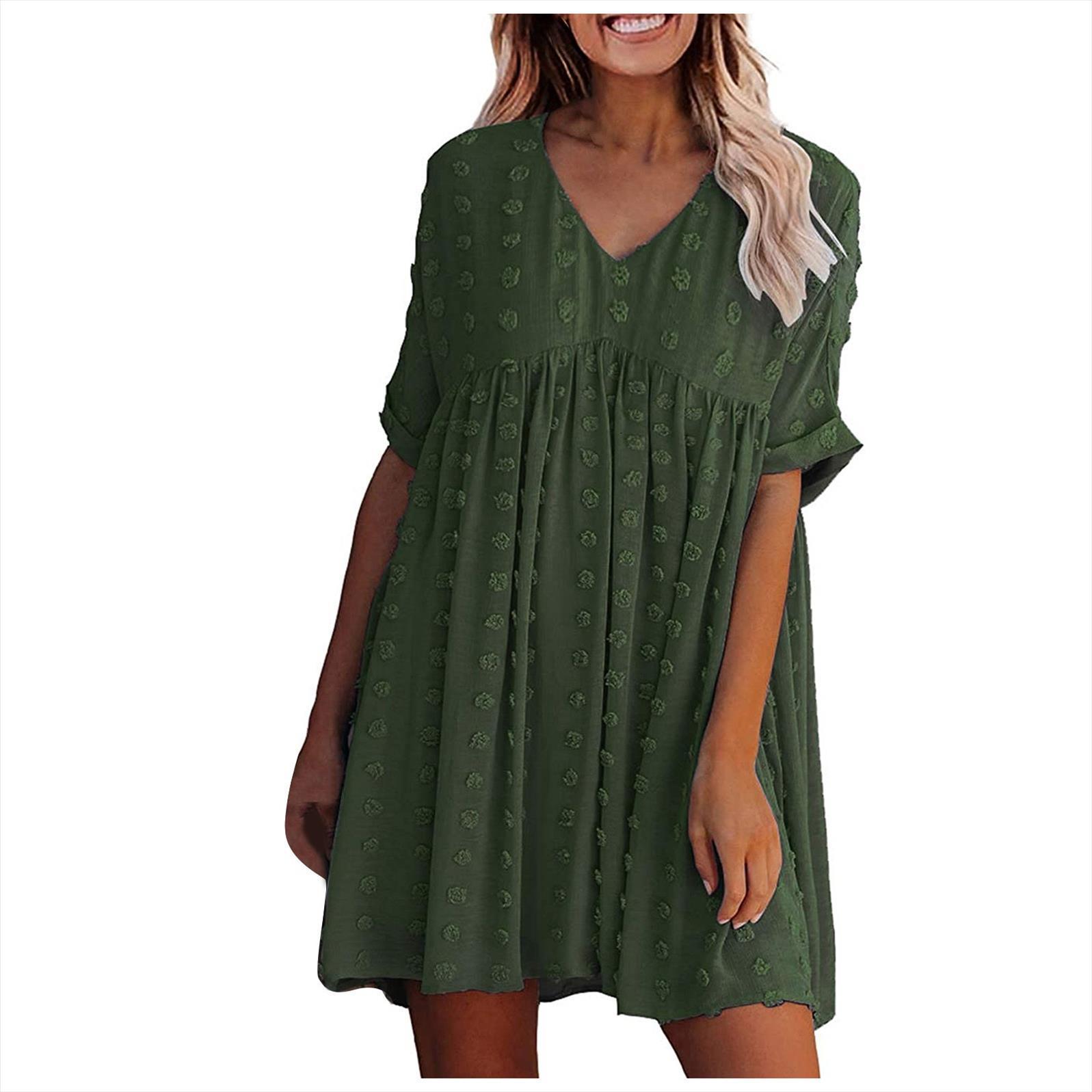 elegant ruffle sleeve solid women dresses color a line summer casual high waist v neck loose dress beach wear, Black;gray
elegant ruffle sleeve solid women dresses color a line summer casual high waist v neck loose dress beach wear, Black;gray