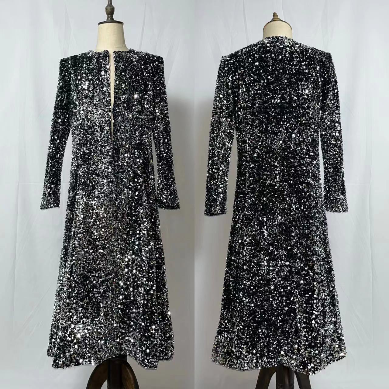 Male Singer Nightclub Bar Shiny Long Coat Stage Wear Star Concert Gold Silver Sequins Outerwear Models Catwalk Show Glitter Overcoat Performance Cloth