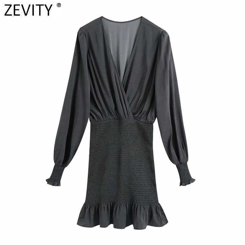 Zevity Women Vintage Cross V Neck Solid Casual Slim Kimono Mini Dress Femme Chic Hem Elastic Pleats Ruffles Party Vestido DS4826 210603, As pic ds4826bb
Zevity Women Vintage Cross V Neck Solid Casual Slim Kimono Mini Dress Femme Chic Hem Elastic Pleats Ruffles Party Vestido DS4826 210603, As pic ds4826bb