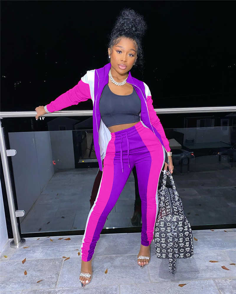 fall winter clothing women tracksuits jogger suit long sleeve outfits jacketpants panelled two piece set plus size s2xl sports suits