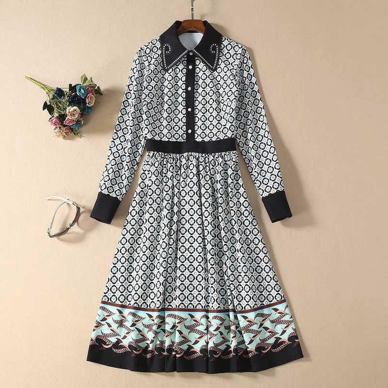 HIGH QUALITY est Fashion Runway Dress Women's Shirt Collar Long Sleeve Vintage Floral Mid-Calf Dresss 210526, Blue
HIGH QUALITY est Fashion Runway Dress Women's Shirt Collar Long Sleeve Vintage Floral Mid-Calf Dresss 210526, Blue