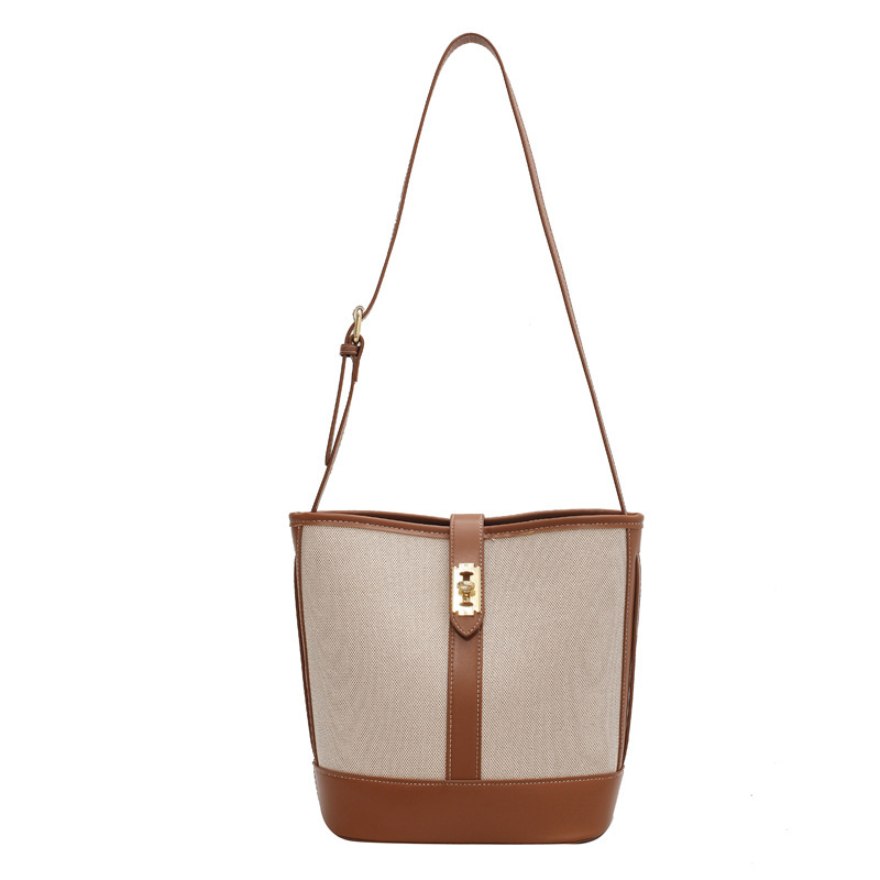 HBP Canvas Bucket Handbag Female New Simple Large Capacity Shoulder Bags Fashion French Color Colors Ladies Bag Wholesale
