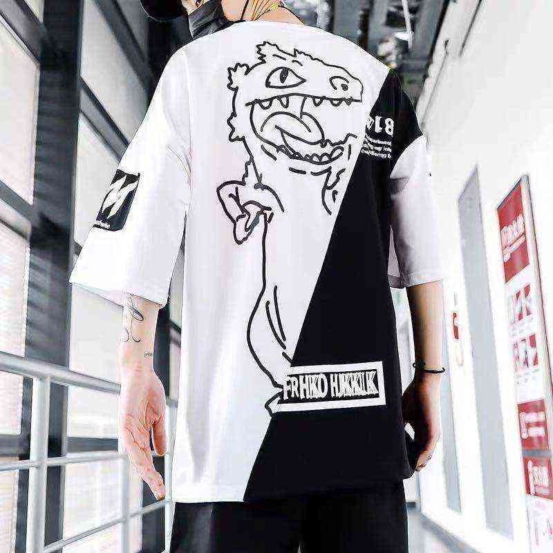 Hip hop fashion men's loose and trendy half sleeve T-shirt in summer 2020 G1217