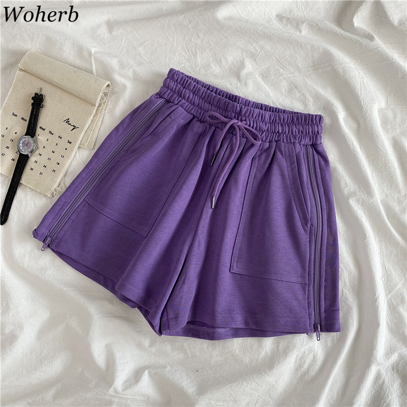 Summer Korean Fashion Shorts Women High-waisted Basic Sweatshorts Wide-leg Casual Woman Chores Para 210519