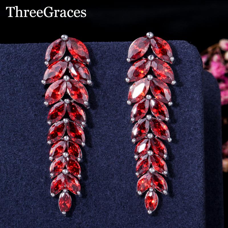 Dangle & Chandelier ThreeGraces Luxury Brincos De Festa Jewelry Red CZ Crystal Long Leaf Drop Earrings For Women Party Accessories ER086, Silver
Dangle & Chandelier ThreeGraces Luxury Brincos De Festa Jewelry Red CZ Crystal Long Leaf Drop Earrings For Women Party Accessories ER086, Silver