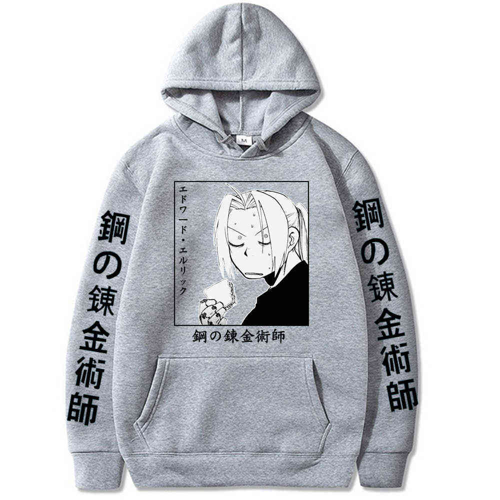 Japanese Anime Fullmetal Alchemist Hoodies Men Funny Harajuku Sweatshirt Unisex Male Y0804