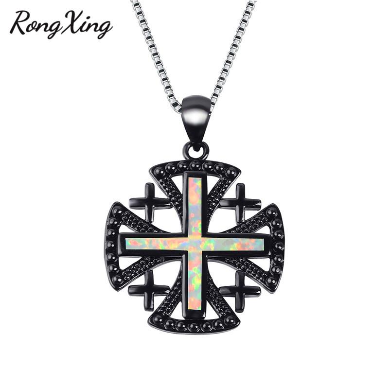 Pendant Necklaces RongXing White/Blue Fire Opal Lucky Cross Pendants For Women Vintage Black Gold Filled Necklace Fashion Jewelry NL0144
Pendant Necklaces RongXing White/Blue Fire Opal Lucky Cross Pendants For Women Vintage Black Gold Filled Necklace Fashion Jewelry NL0144