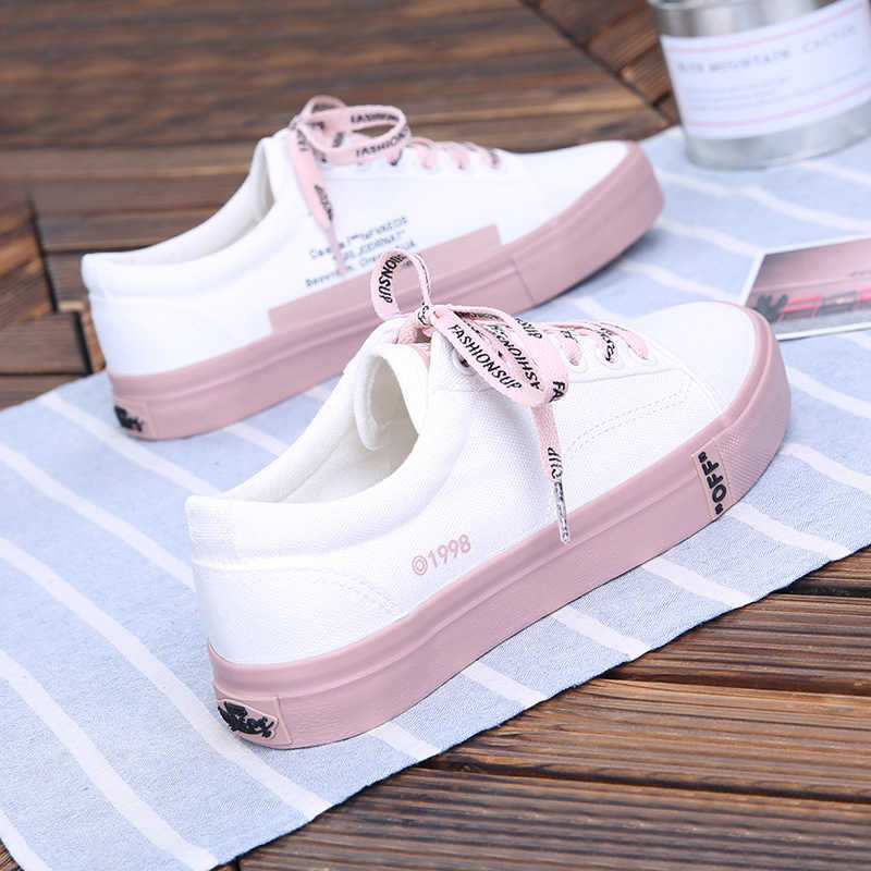 Ladies Flats Casual Breathable Walking Travel Tennis New Canvas Shoes Women Vulcanize Shoes Student Solid Color Sneakers Y0907