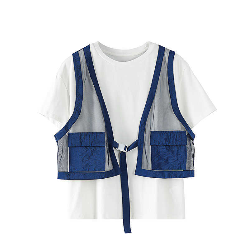 Summer Fashion Design Loose Plus Size Vest O Neck T-shirt Women's Two-piece Set 210615, White
Summer Fashion Design Loose Plus Size Vest O Neck T-shirt Women's Two-piece Set 210615, White