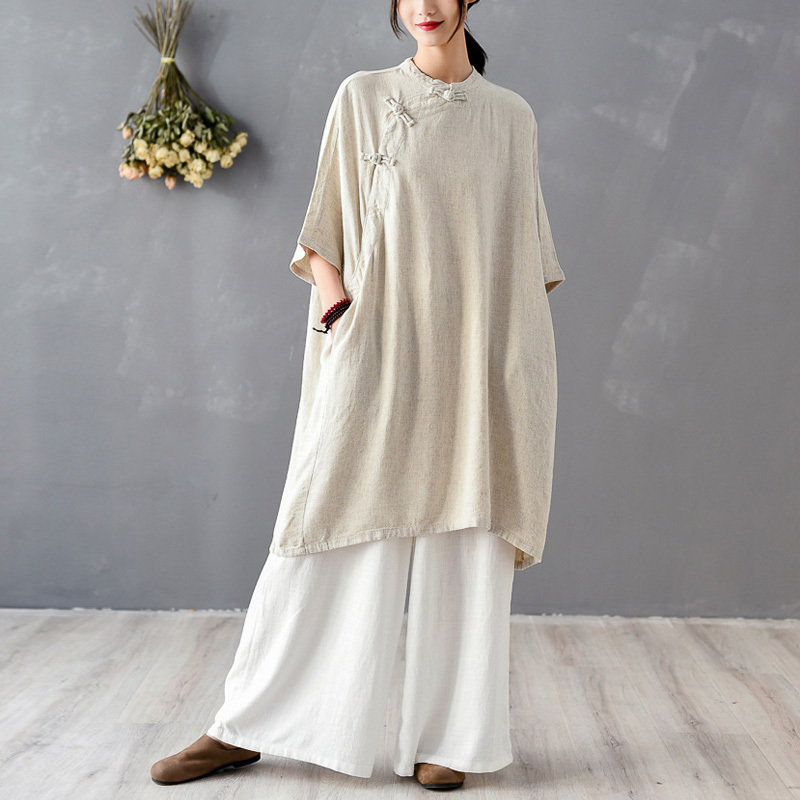 Johnature Summer Cotton Linen Women's Dresses Loose Vintage Stand Short Sleeve Solid Color Robes Plus Size Women Dresses 210521, White
Johnature Summer Cotton Linen Women's Dresses Loose Vintage Stand Short Sleeve Solid Color Robes Plus Size Women Dresses 210521, White