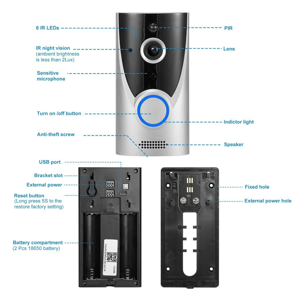 M16 WIFI Doorbell Waterproof Smart Video Door Chime 720P Wireless Intercom FIR Alarm IR Night Vision IP Camera