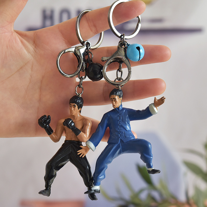 Kung fu boy Bruce Lee series key chain schoolbag pendant personality gift martial arts star, Silver
Kung fu boy Bruce Lee series key chain schoolbag pendant personality gift martial arts star, Silver