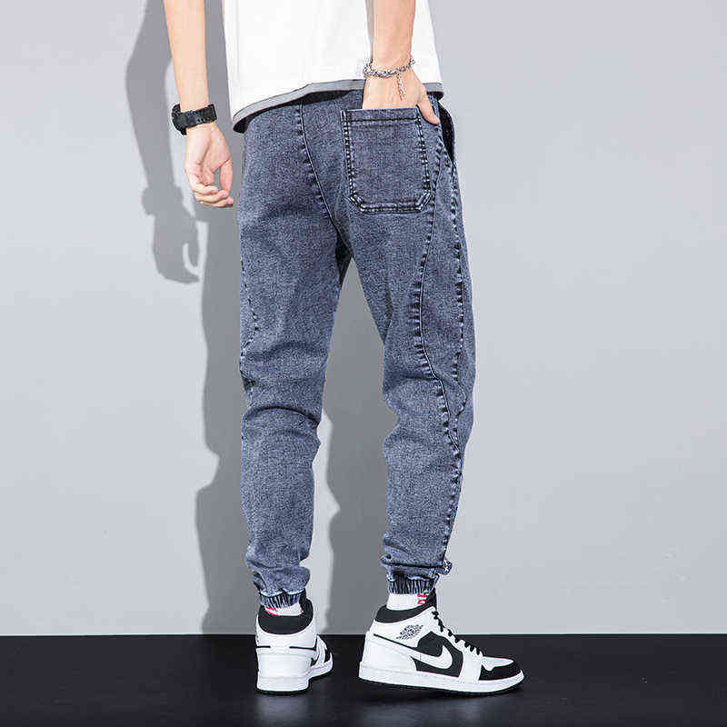 Spring Summer Blue Cargo Jeans Men Streetwear Denim Jogger Pants Baggy Harem Jean Trousers Male Oversize Large size4 5 6 7XL 8XL 211120