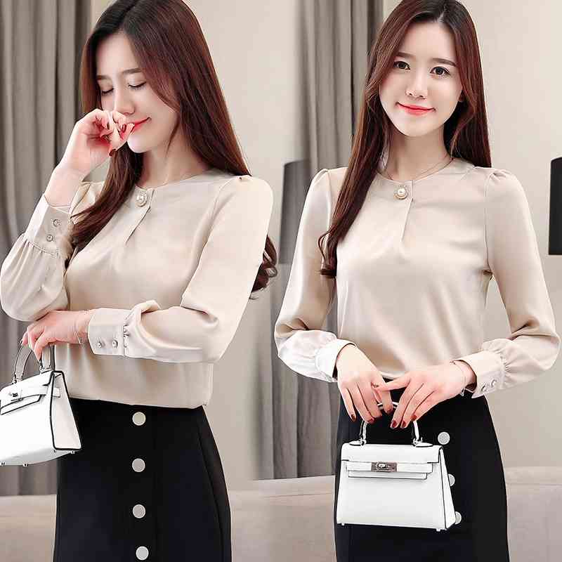 fashion womens tops and blouses chiffon shirt long sleeve shirts female office blusas 1875 50 210506
