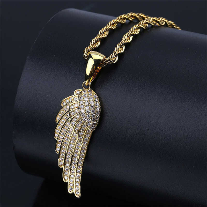 Iced Out Angel Wings Pendant Necklace Hip Hop Jewelry New Arrival Gold Chain Zircon Pendant Mens Necklace X0707
Iced Out Angel Wings Pendant Necklace Hip Hop Jewelry New Arrival Gold Chain Zircon Pendant Mens Necklace X0707