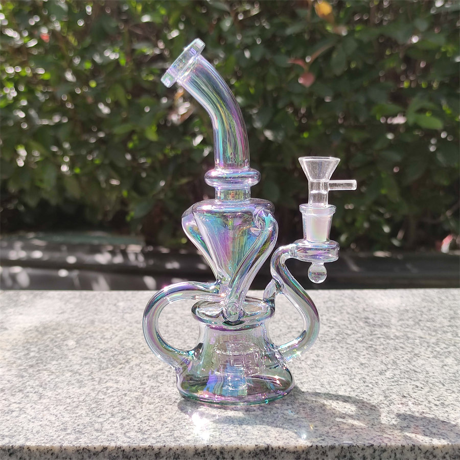 2021 Hookah Bong Glass Dab Rig Multi Color Rainbow Recyler Water Bongs Smoke Pipes 9 Inch Height 14.4mm Female Joint with Quartz Banger
2021 Hookah Bong Glass Dab Rig Multi Color Rainbow Recyler Water Bongs Smoke Pipes 9 Inch Height 14.4mm Female Joint with Quartz Banger