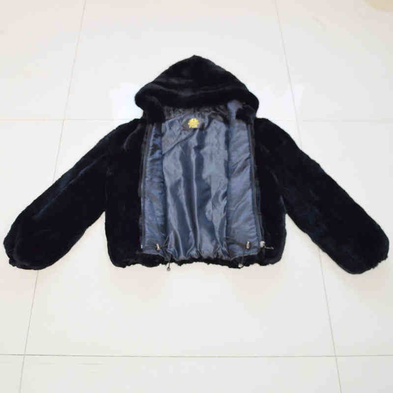 Women Winter Warm Soft Quality Real Rex Rabbit Fur Coat Rex Rabbit Fur Short Jacket Real Rex Rabbit Fur Hooded Overcoat 211206